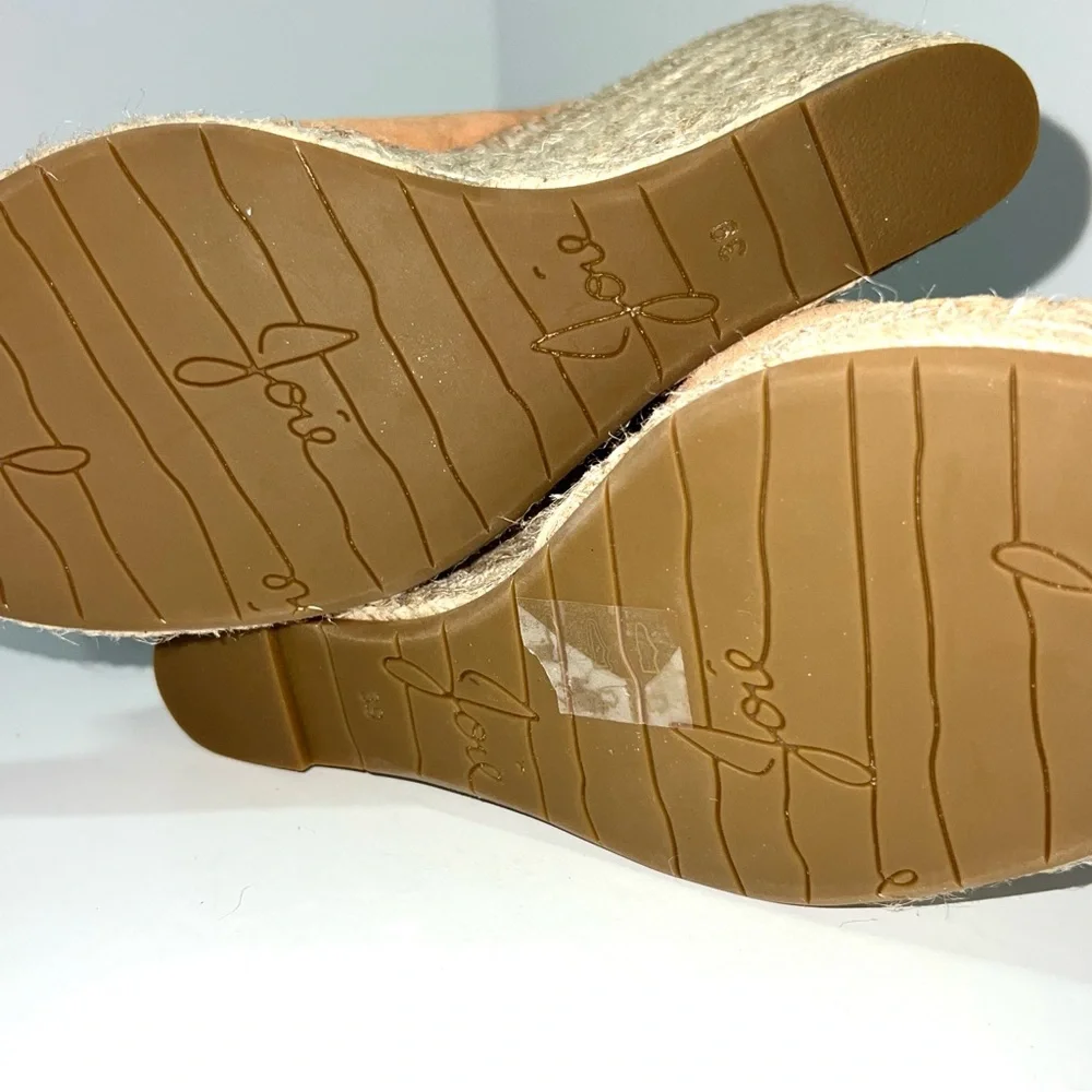 Joie Kael Suede Espadrille Open Toe Wedge Heels Tan EU‎ 39/US 8-8.5